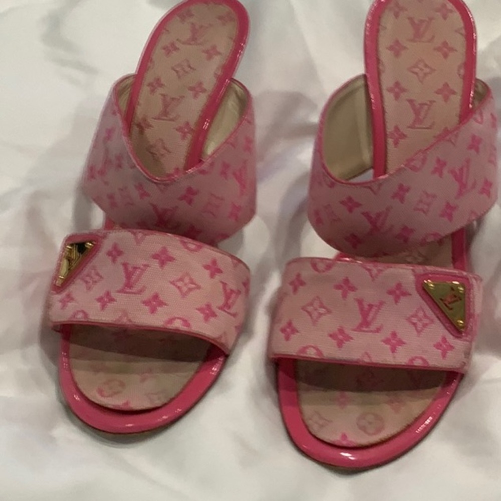 Authentic Louis Vuitton hot pink sandals